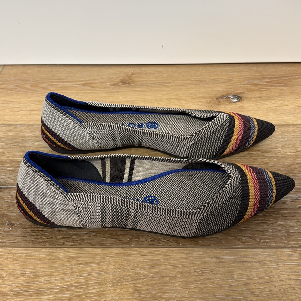Rothy's Multi Striped Textile The Point Ballet Flats Comfort Women’s US 8.5 - Picture 2 of 11